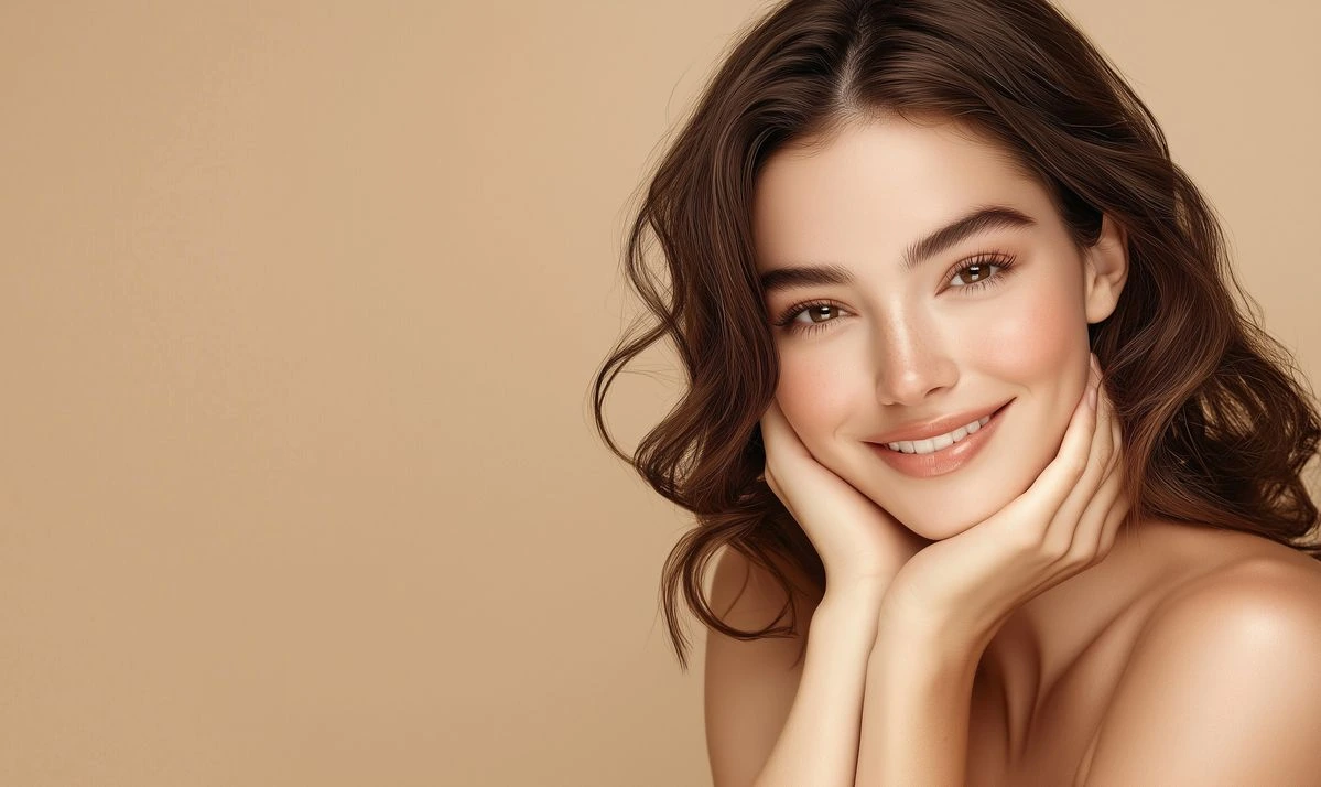 Woman with clear, healthy skin in natural light